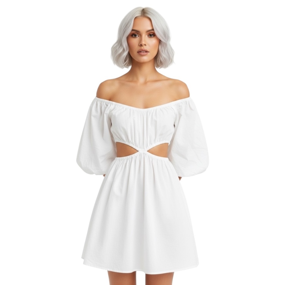 NWT FAITHFUL THE BRAND Gabelli Mini Cutout Poplin White Dress SIZE XS